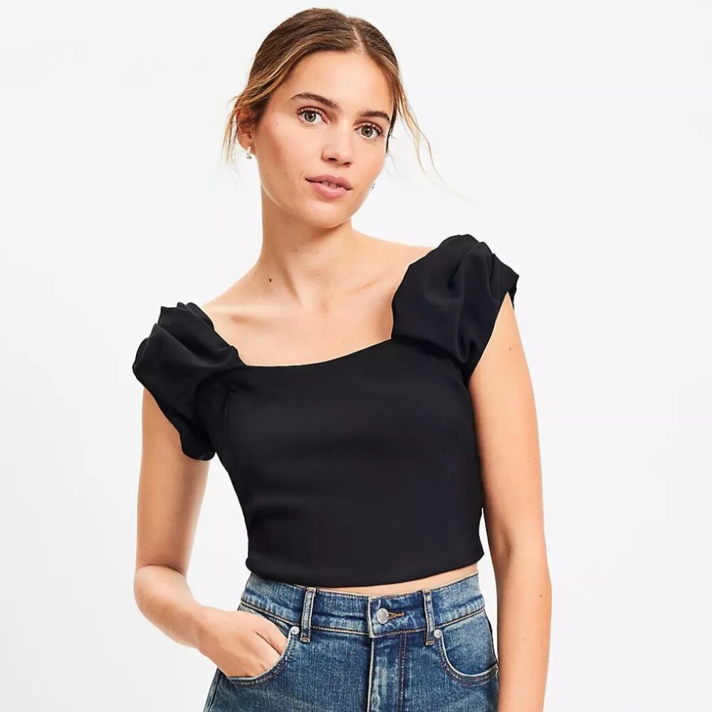 LOFT Stretch Crepe Structured Off The Shoulder Top